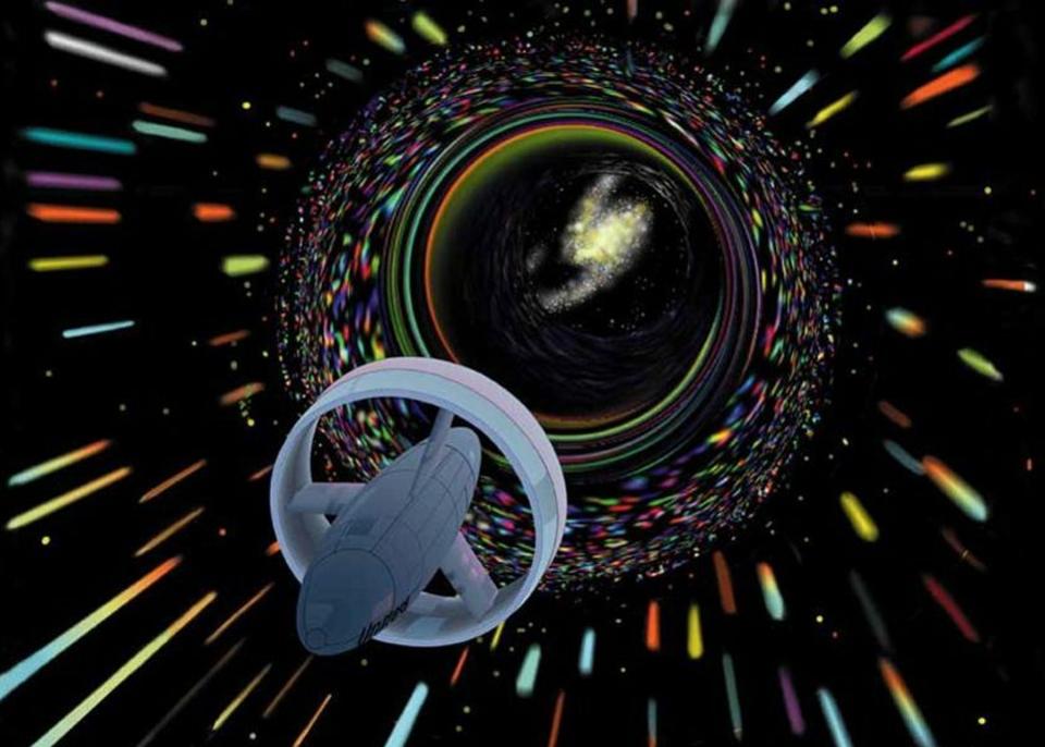 Umělecká představa, jak by mohl vypadat hvězdolet na warpový pohon Alcubierriho (zdroj NASA).