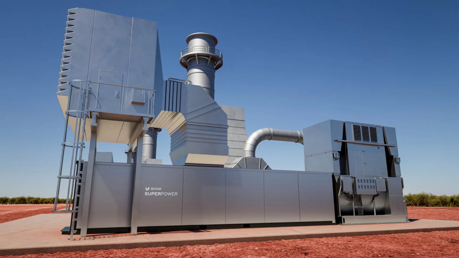 Instalace turbogenerátoru Superpower. Kredit: Boom Supersonic.