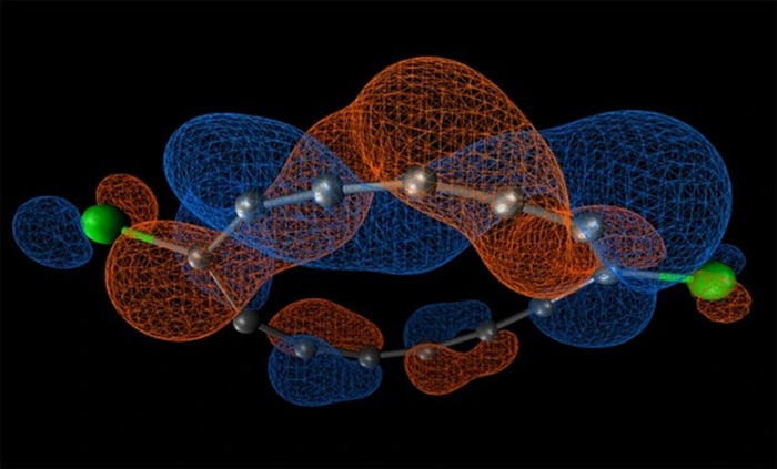 Molekulární poloviční Möbius. Kredit: IBM Research and the University of Manchester.