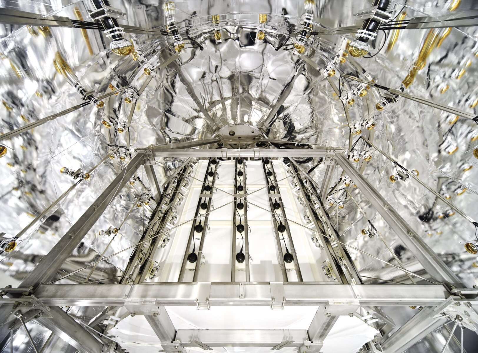 Útroby detektoru XENONnT. Kredit: XENON Collaboration.