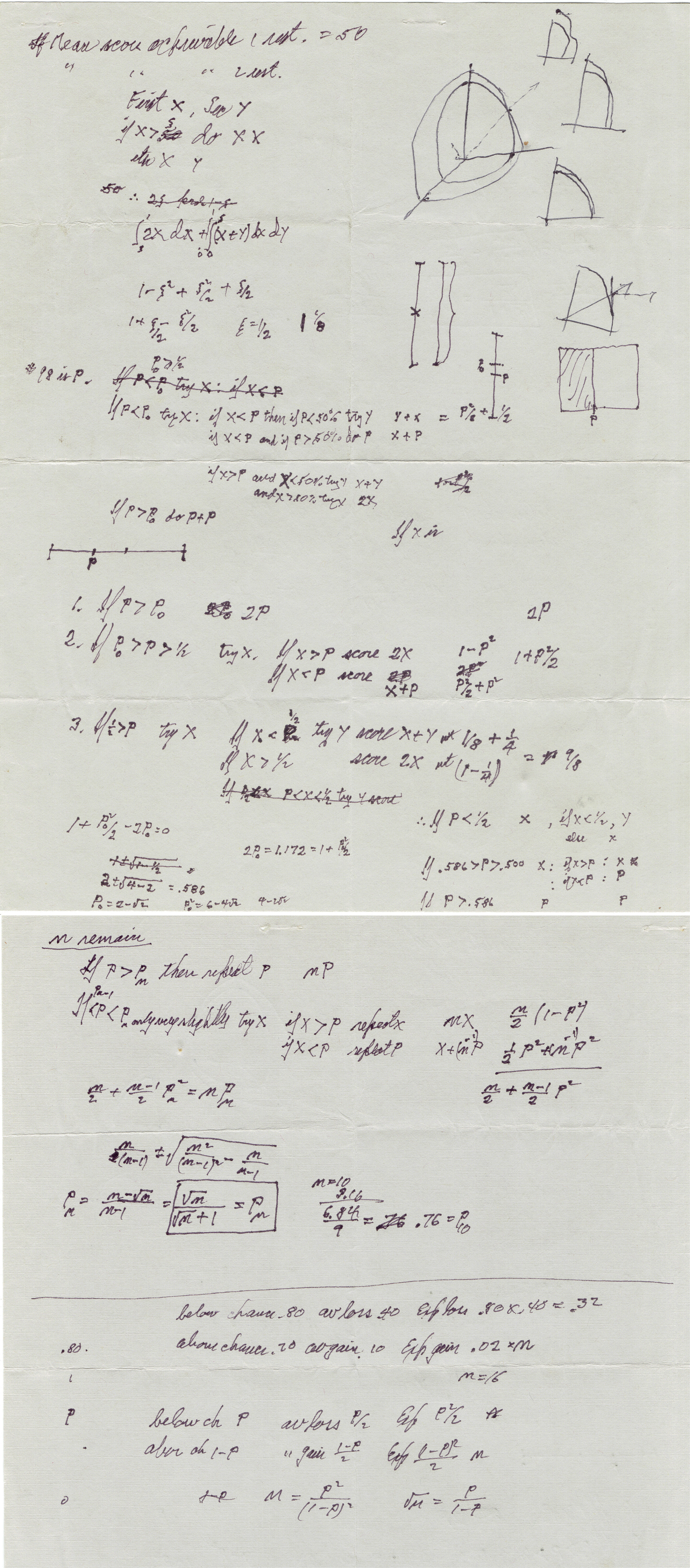 Řešení na ubrouscích. Kredit: Richard P. Feynman (estate).