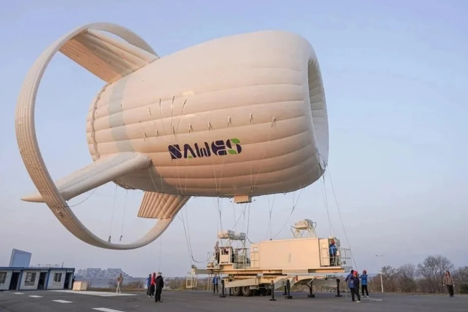 Létající větrná turbína. Kredit: SAWES via SCMP.