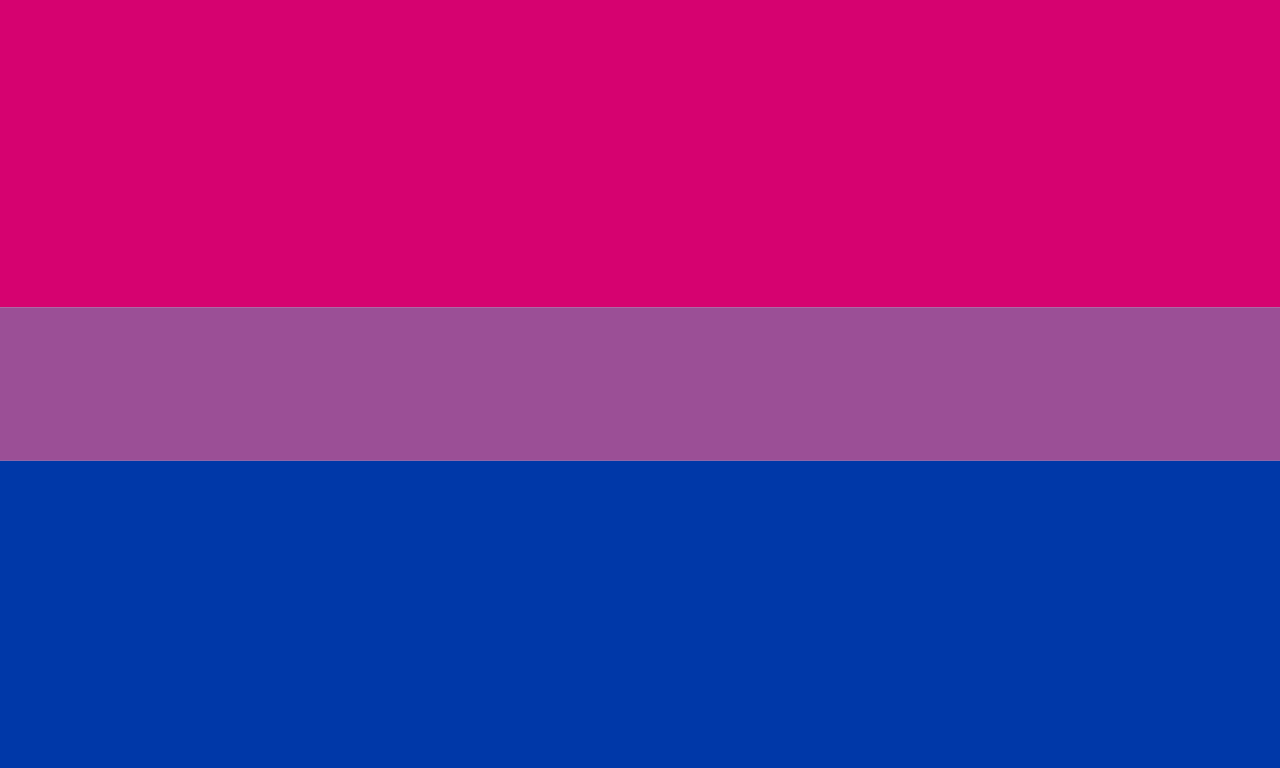 Vlajka bisexuální hrdosti, volné dílo.