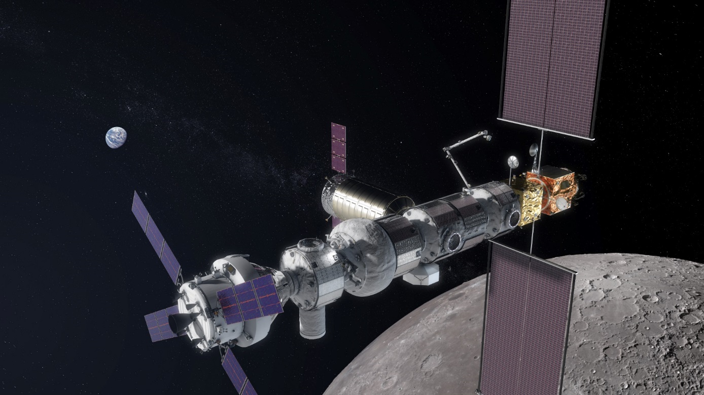 Předběžná představa o vzhledu stanice Deep Space Gateway (zdroj NASA).