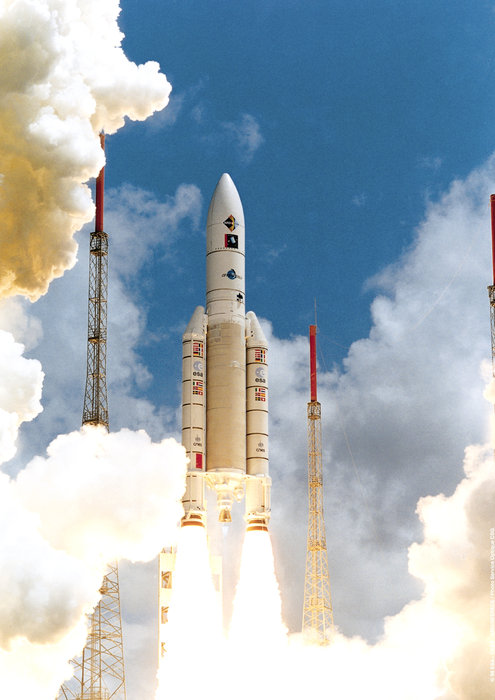 Start rakety Ariane 5 â€“ let 112 (zdroj ESA).
