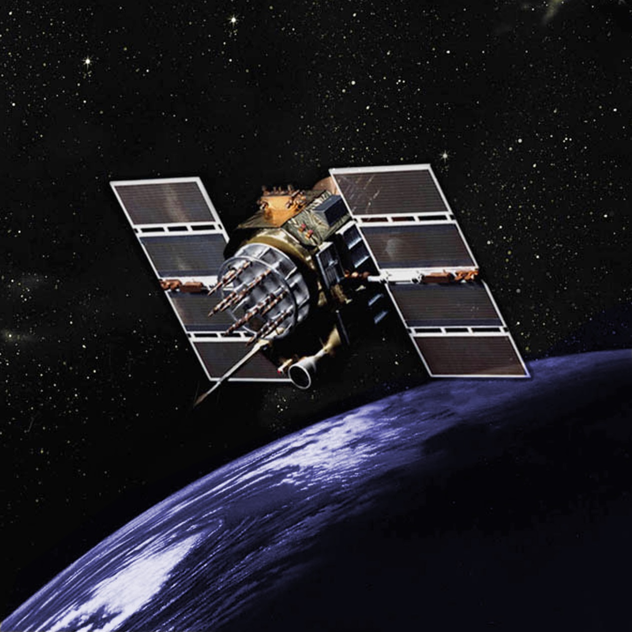 Provoz GPS systému zajišťuje sestava družic na oběžné dráze. Systém by nefungoval bez využití speciální i obecné teorie relativity (GPS.gov).