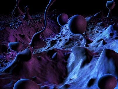 Naivní umělecká představa kvantové pěny. Právě z ní by se mohl vynořit nový vesmír, který by se následně zvětšil díky inflaci. .
Zdroj: https://physics.aps.org/