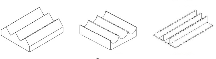 Žebrování povrchu křídla střechovité, vroubkované a nožovité. (Kredit: Heidarian, Persian Gulf University, Iran)