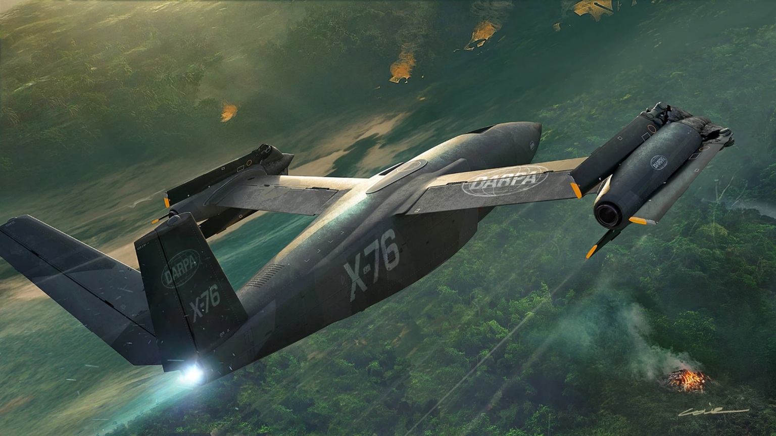 Konvertoplán X-76. Kredit: DARPA.