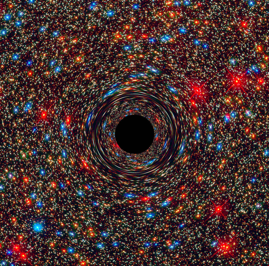 Supermasivní černé díry dovedou být nenápadné. Kredit: NASA, ESA, and D. Coe, J. Anderson, and R. van der Marel (STScI).