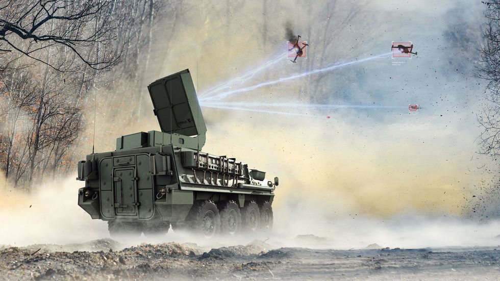 Vozidlo Stryker se systémem Leonidas. Kredit: General Dynamics.