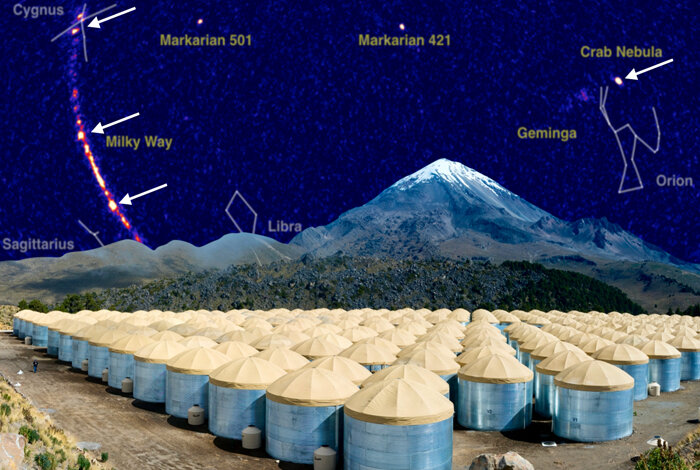 Observatoř HAWC, Mexiko. Kredit: Jordan Goodman / LANL