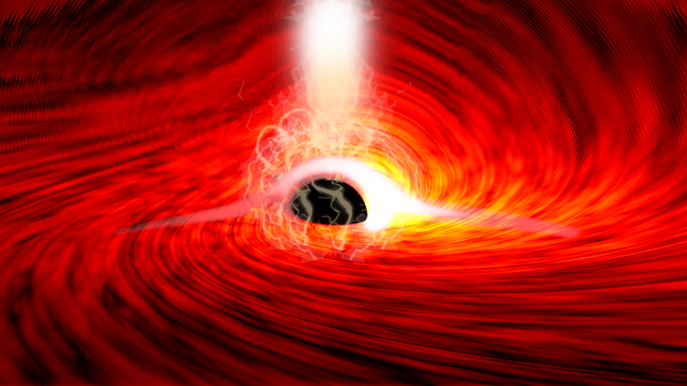 Supermasivní černá díra s rentgenovými echy. Kredit: Dan Wilkins / Stanford.