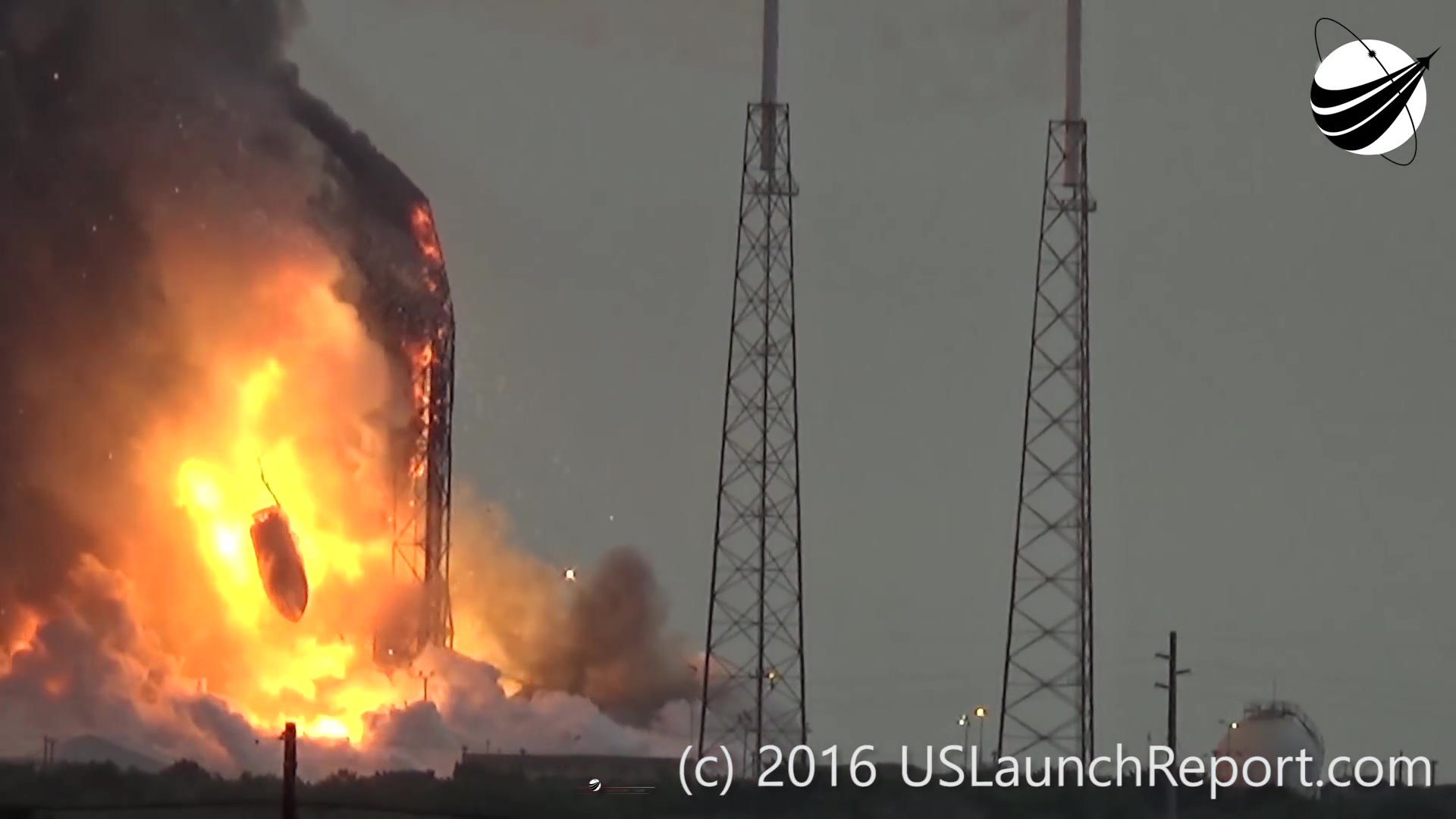 Exploze rakety Falcon 9 s druĹľicĂ­ Amos 6 (zdroj spaceflight101.com).