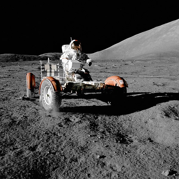 Lunární rover mise Apollo 17. Kredit: NASA.