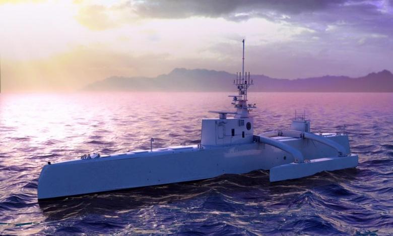 Autonomní lovec ponorek Sea Hunter. Kredit: DARPA.