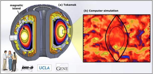 Magnetické ostrovy v tokamaku. Kredit: DIII-D National Fusion Facility.