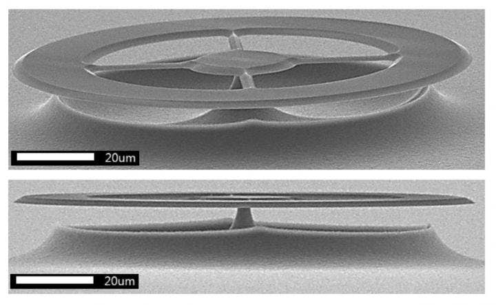 Křemenný disk ultrazvukového senzoru. Kredit: University of Queensland.