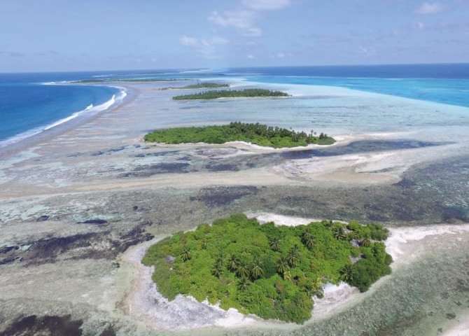 Ostrovy korálových útesů, atol Huvadhoo.Foto: Prof. Paul Kench, Simon Fraser University, Vancouver, Britská Kolumbie, Kanada