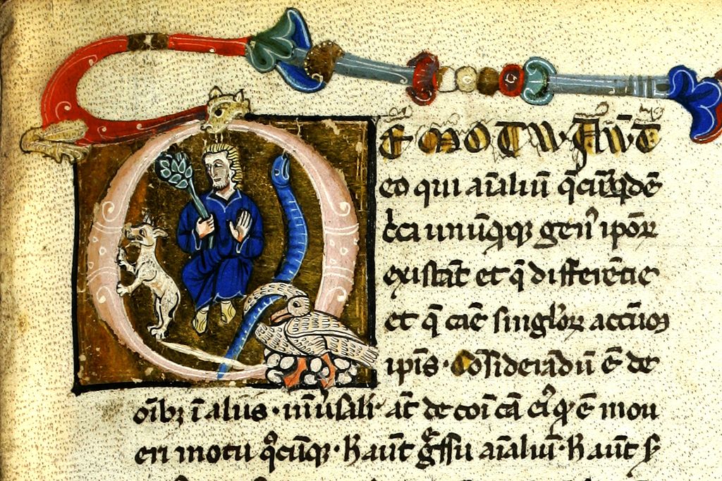 Miniatura Aristotela jako zoologa v rukopisu Alberta Velkého, 1200-1250. Kredit: Eisenbibliothek, Wikimedia Commons.