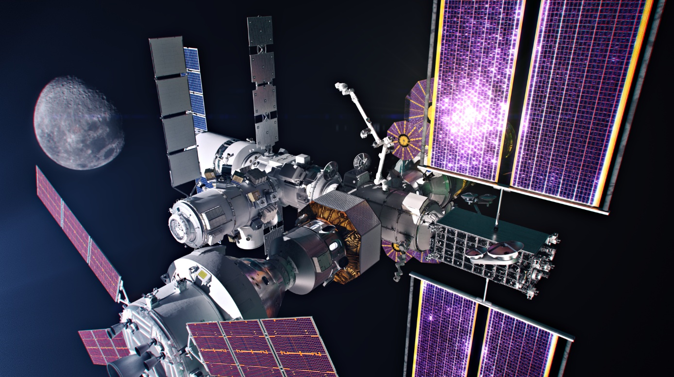 Vizualizace stanice Deep Space Gateway (zdroj NASA)