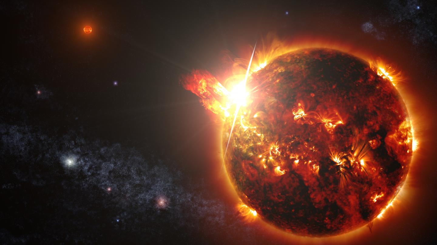 Časté erupce měly být na většině blízkých hvězd, měly být na blízkých planetách překážkou pro život. Nové modely to zpochybňují. Kredit: GODDARDOVO VESMÍRNÉ LETOVÉ STŘEDISKO NASA / S. WIESSINGER.