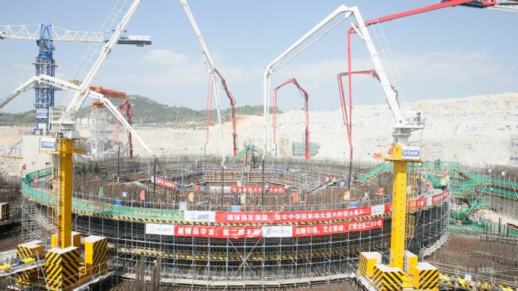 Zahájení betonáže jaderného ostrova prvního bloku elektrárny Čang-čou (zdroj CNNC).