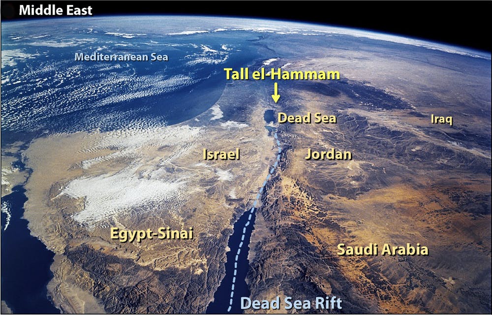 Mapa Levanty s městem Beth Haram. Kredit: NASA.