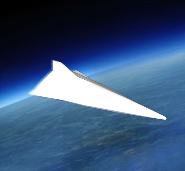 Čínský hypersonický kluzák podle čínské televize. Kredit: Shizhao / Wikimedia Commons.
