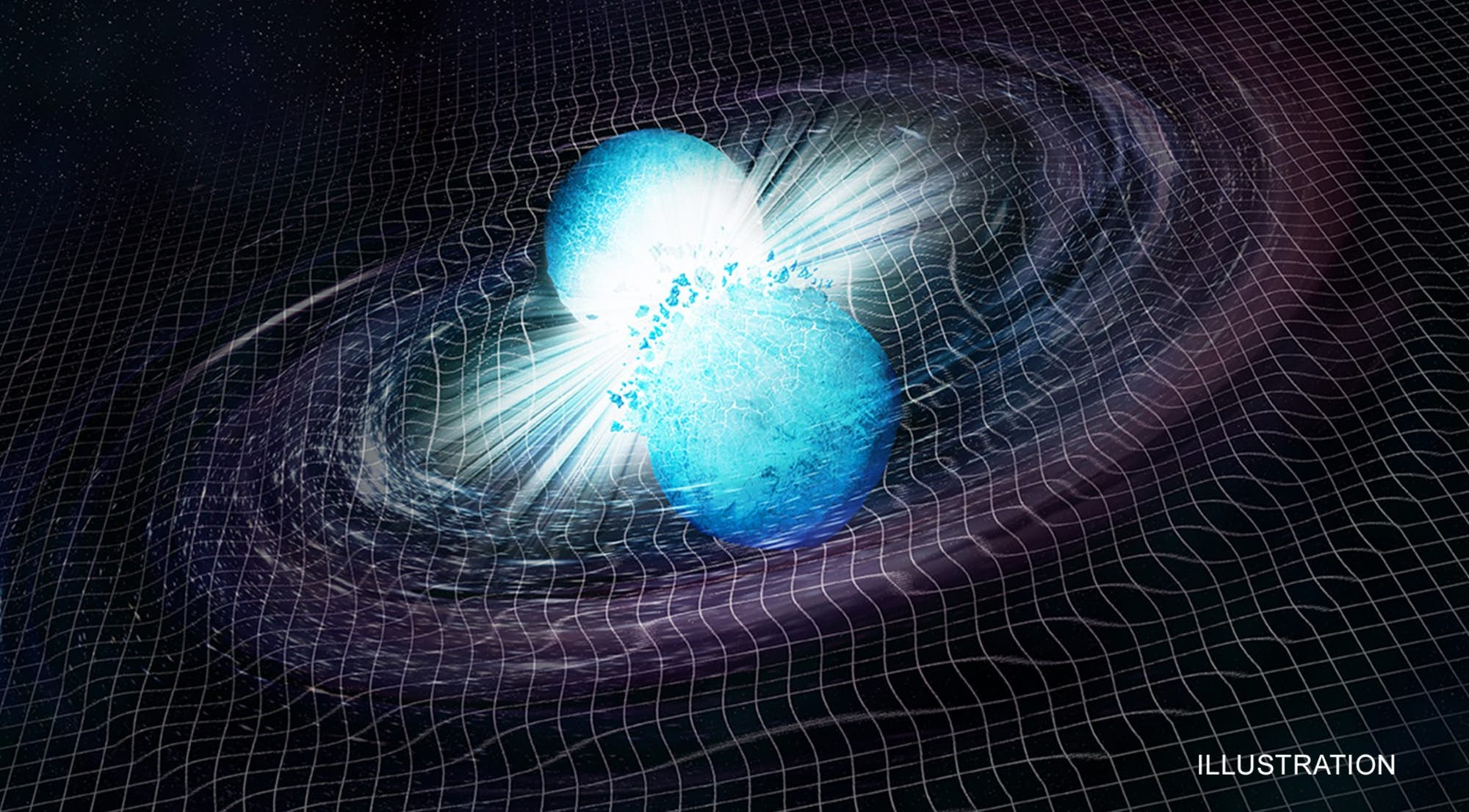 Srážka neutronových hvězd. Kredit: CXC/M. Weiss; X-ray: NASA/CXC/Trinity University/D. Pooley et al.