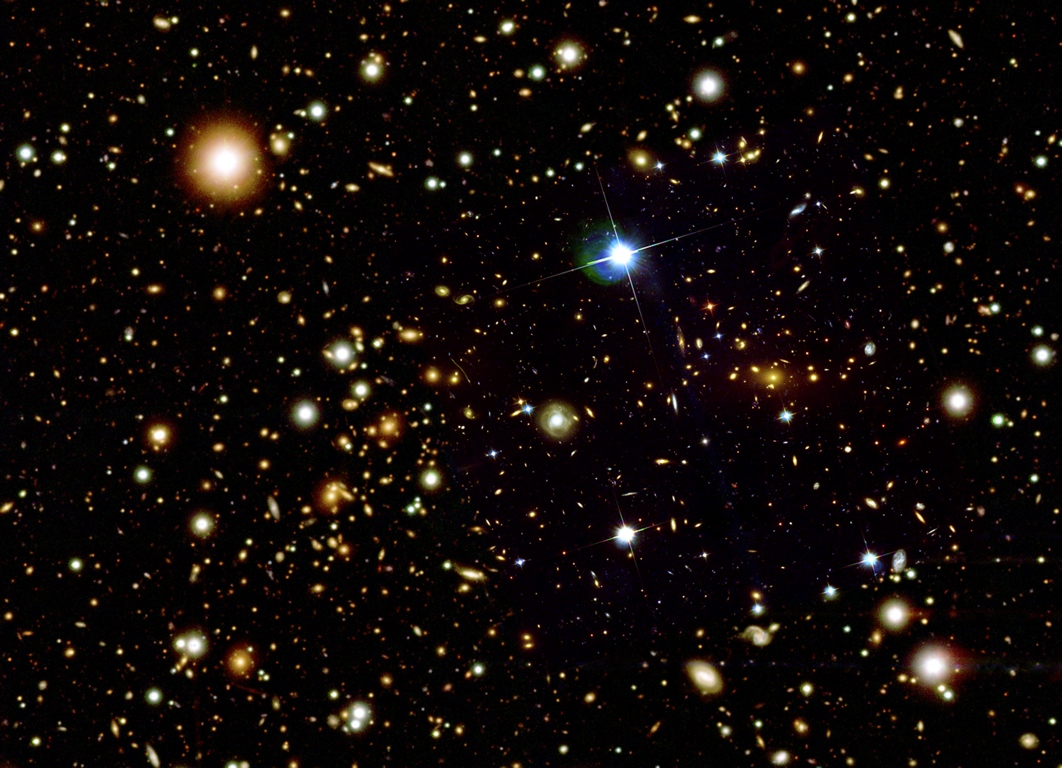 Kupa galaxií Kulka - 1E 0657-558 v optickém oboru (zdroj NASA).