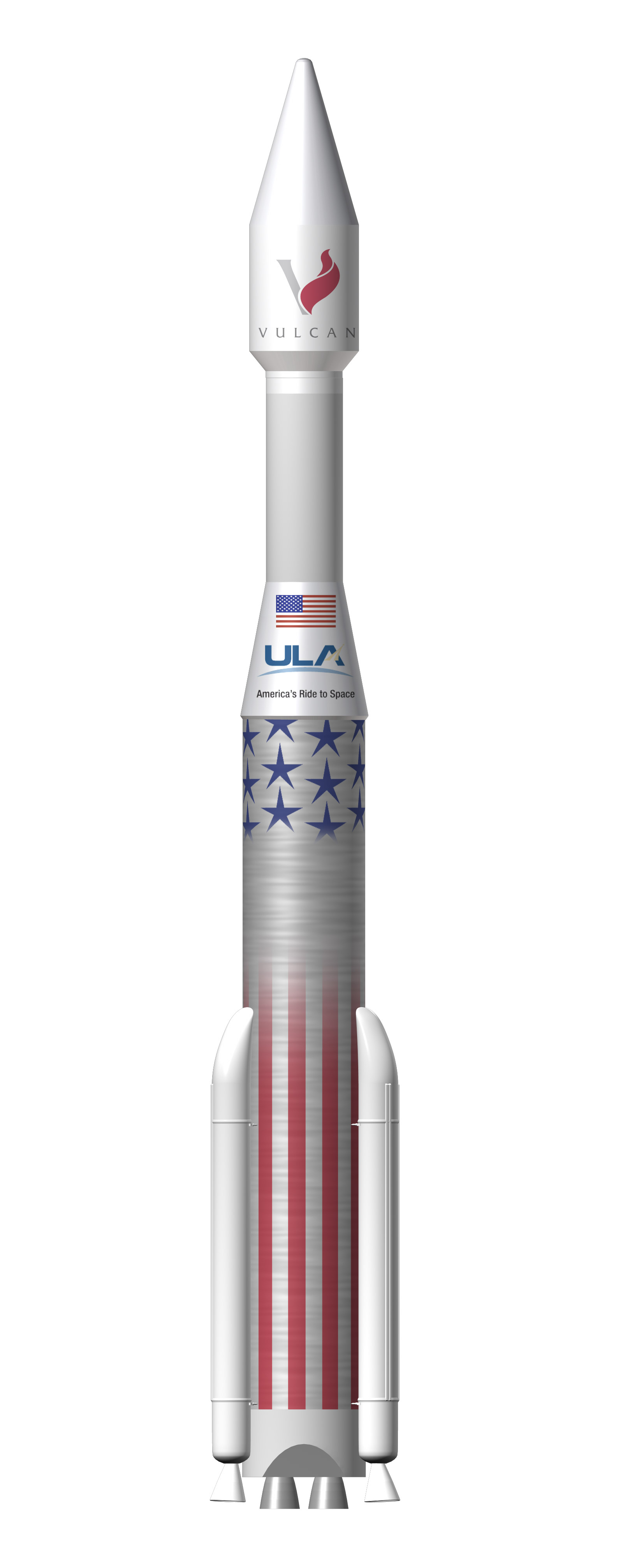 Raketa Vulcan s ÄŤtyĹ™metrovĂ˝m aerodynamickĂ˝m krytem.  Zdroj: http://spaceflightnow.com/