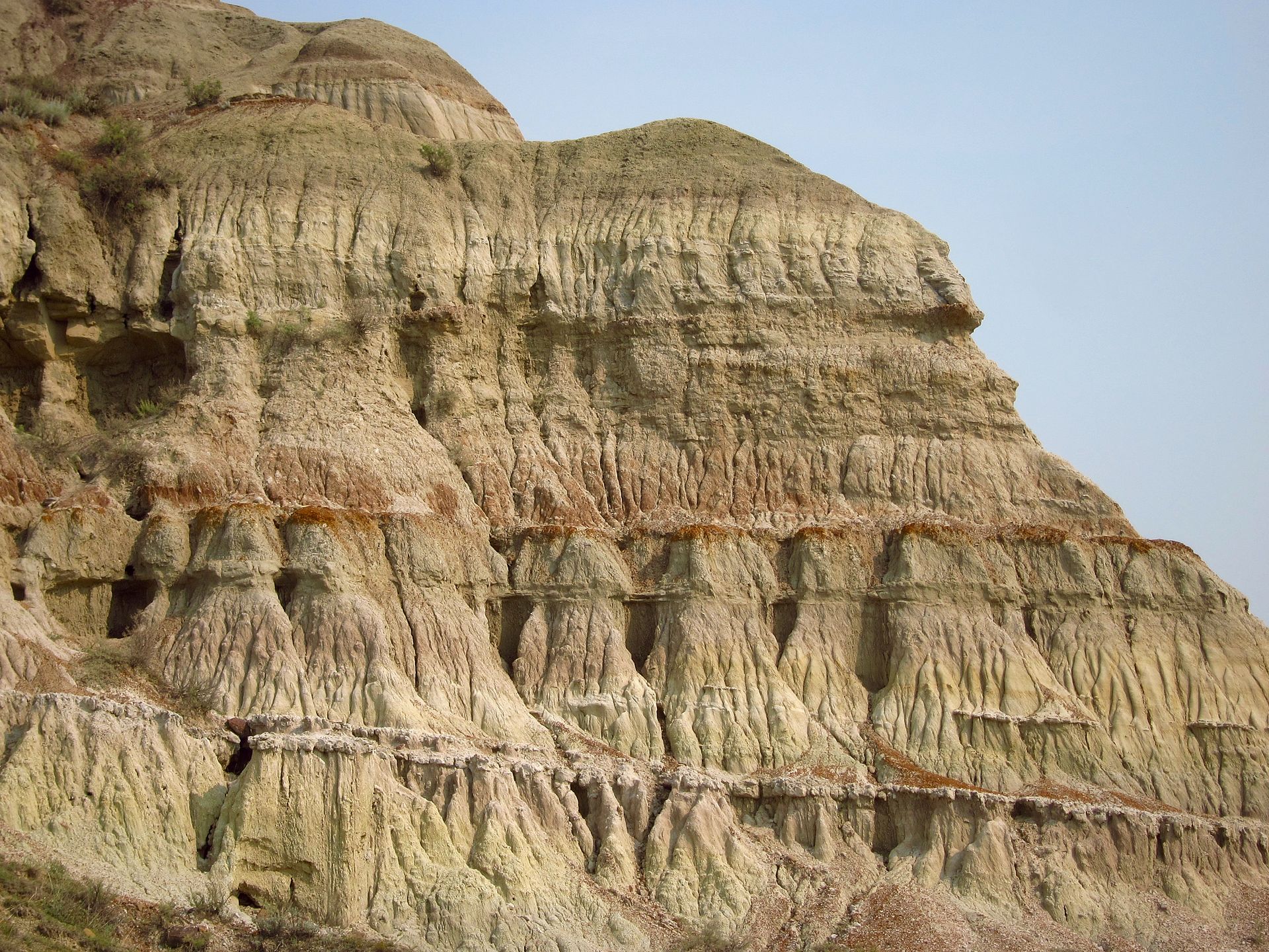 Erodované sedimentární výchozy geologického souvrství Dinosaur Park na území Dinosauřího provinčního parku v kanadské Albertě. Právě v těchto 76 milionů let starých horninách byl v roce 1914 objeven typový exemplář druhu Dromaeosaurus albertensis. Kr