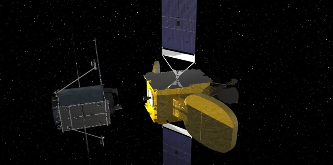 Servisní satelit se poprvé odpojuje a letí k dalšímu cíli. Kredit: Northrop Grumman.