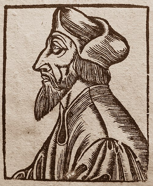 Jan Hus v prvním vydání Cosmographie z roku 1544.