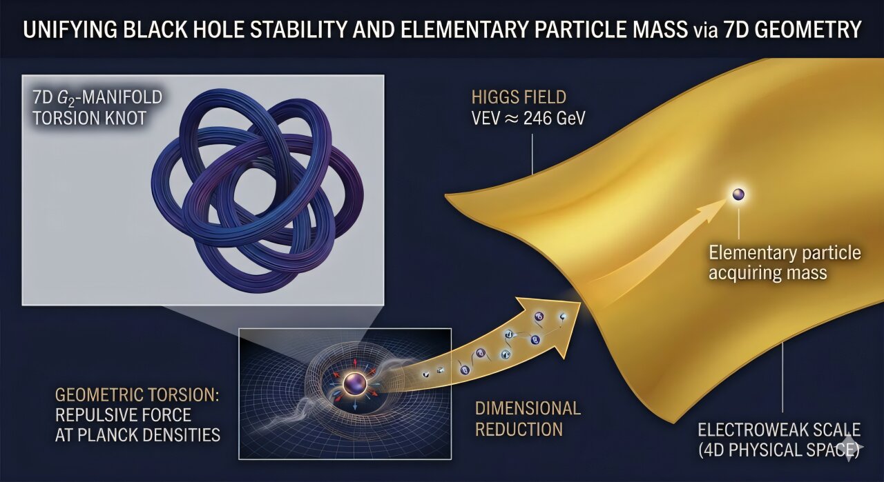Stejný trik pro černé díry i Higgse. Kredit: Institute of Experimental Physics SAS.