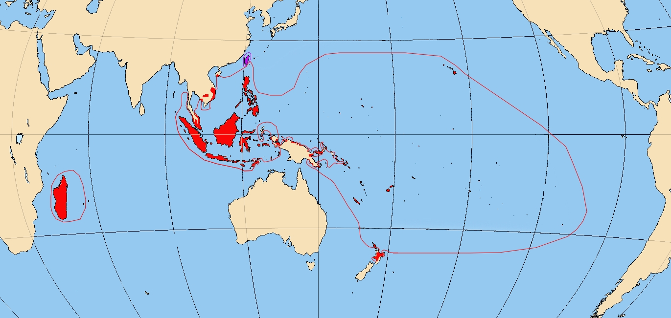 Oblast austronĂ©skĂ˝ch jazykĹŻ. Kredit: Vrata / Wikimedia Commons.