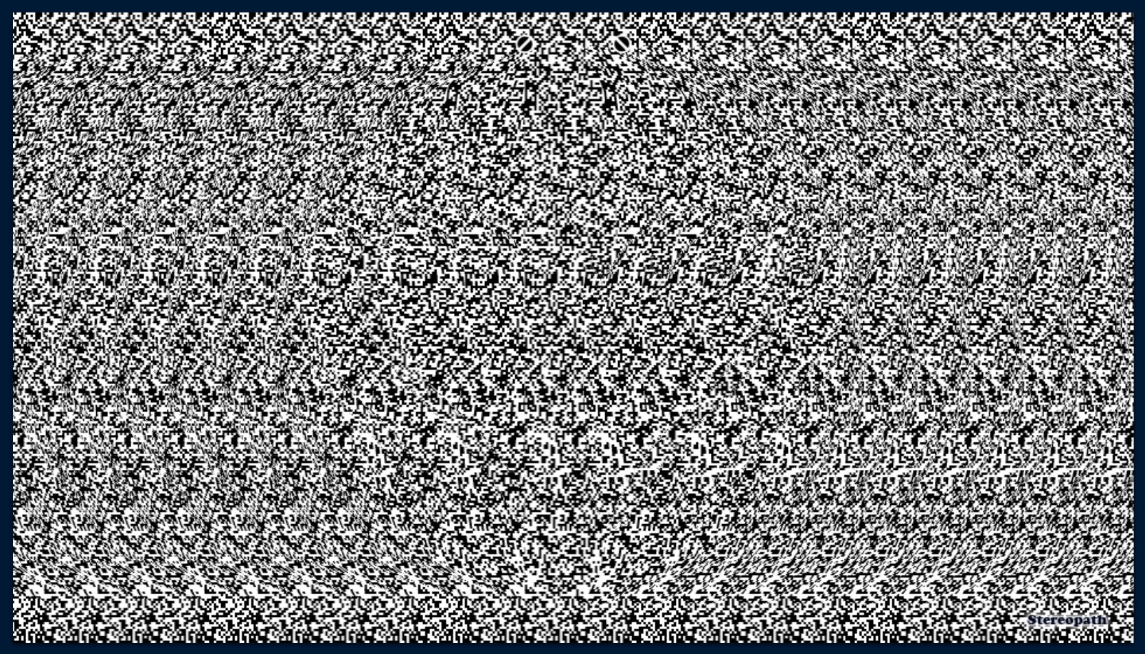 I tento autostereogram nabízí mozku různé 3D interpretace. Tou správnou je srdce v hemisférické prohlubni, ale lze 