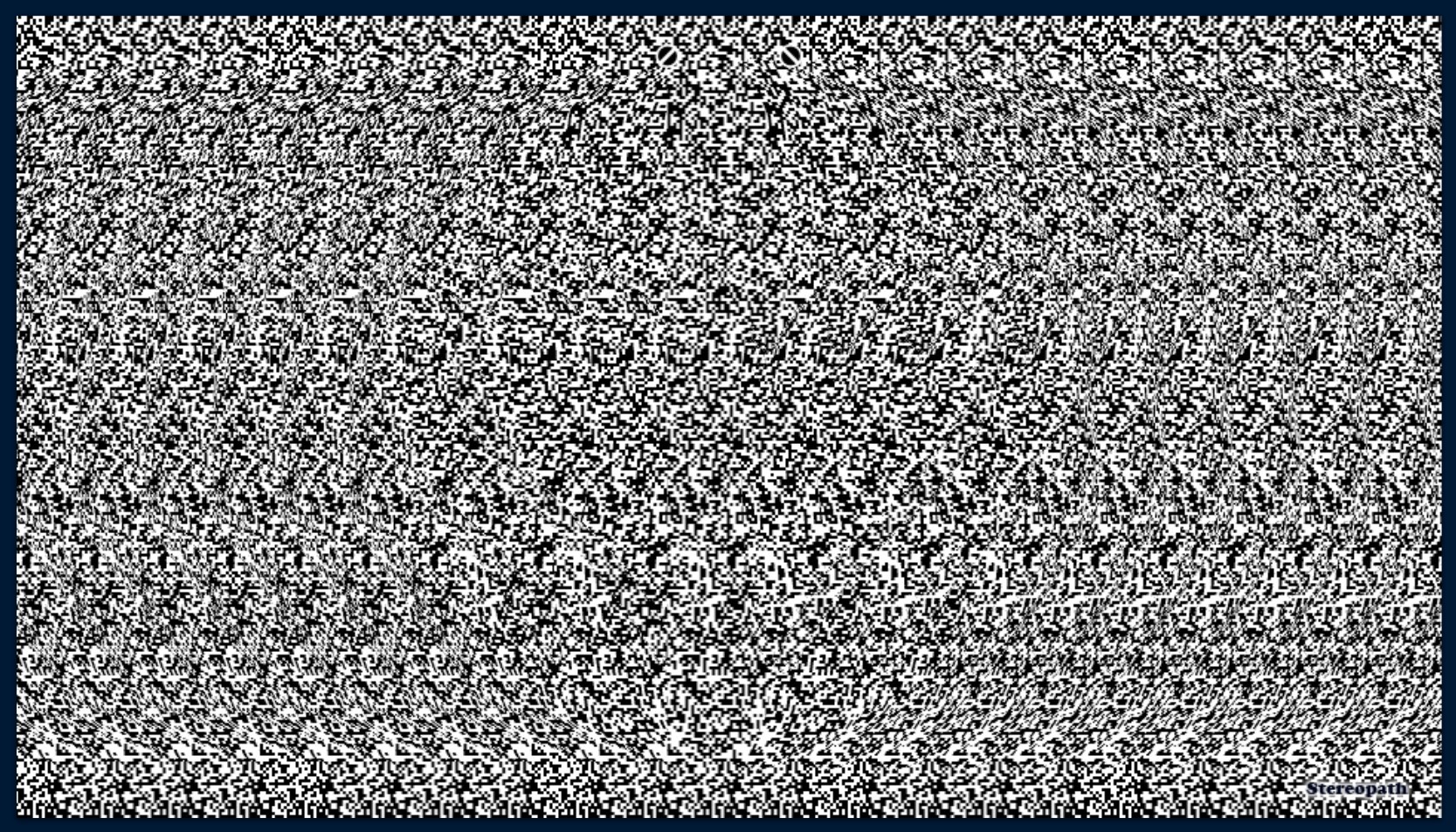 I tento autostereogram nabízí mozku různé 3D interpretace. Tou správnou je srdce v hemisférické prohlubni, ale lze 