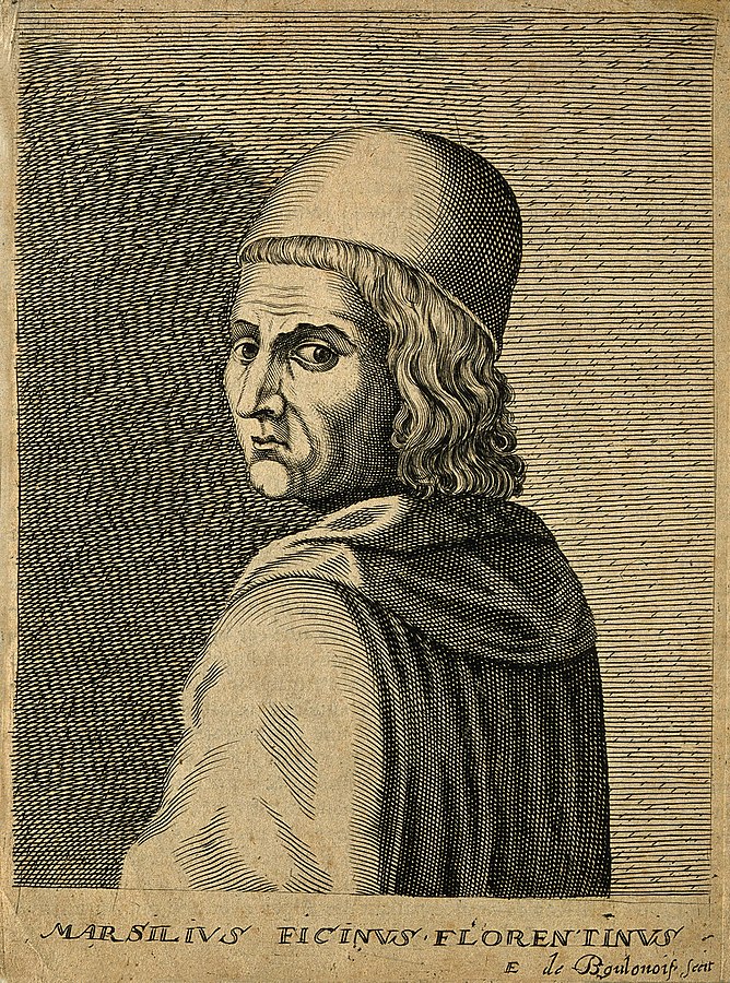 Marsilio Ficino, rytina z 17. století. Kredit: Wellcome Collection gallery via Wikimedia Commons.