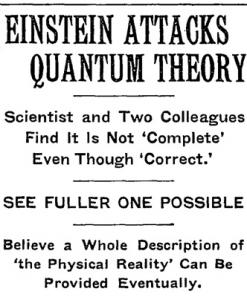 1935: Einstein vede mediální válku proti kvantové mechanice. Kredit: Wikimedia Commons.