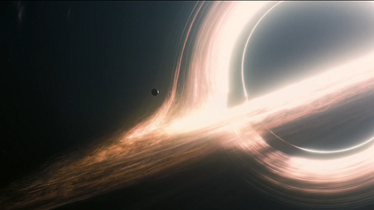 Populární supermasivní černá díra Gargantua. Kredit: Warner Bros. Pictures.