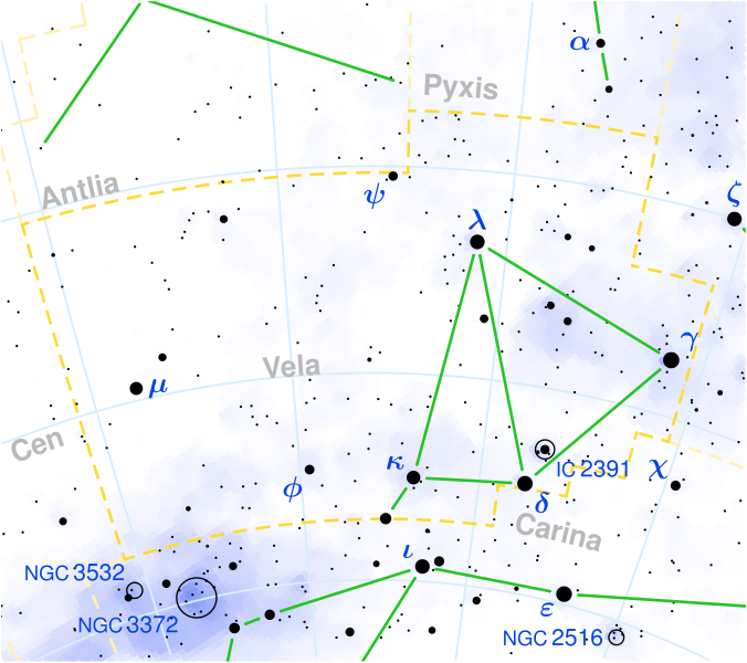 Gamma Velorum je vÂ pravĂ© ÄŤĂˇsti souhvÄ›zdĂ­ Plachet. Kredit: Torsten Bronger / Wikimedia Commons.