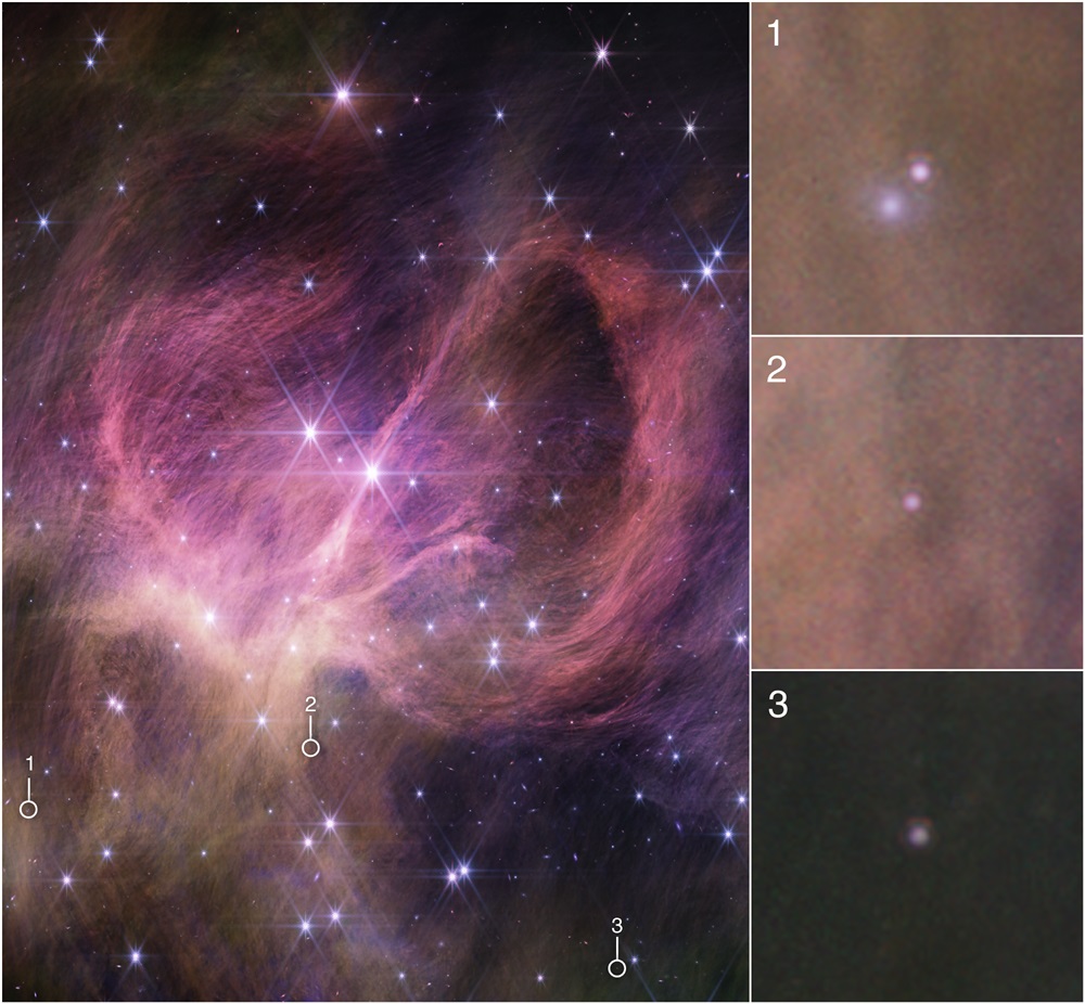 Snímek z Near-Infrared Camera na vesmírném dalekohledu Jamese Webba ukazuje centrální část hvězdokupy IC 348. Astronomové v ní hledali slabě zářící, volně se pohybující objekty, jež by mohly být hnědí trpaslíci. Z osmi kandidátů podmínkám vyhovovaly 