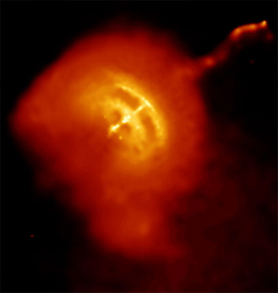 Extrémní prostředí pulzaru Vela v souhvězdí Plachet. Kredit: NASA/CXC/PSU/G.Pavlov et al.
