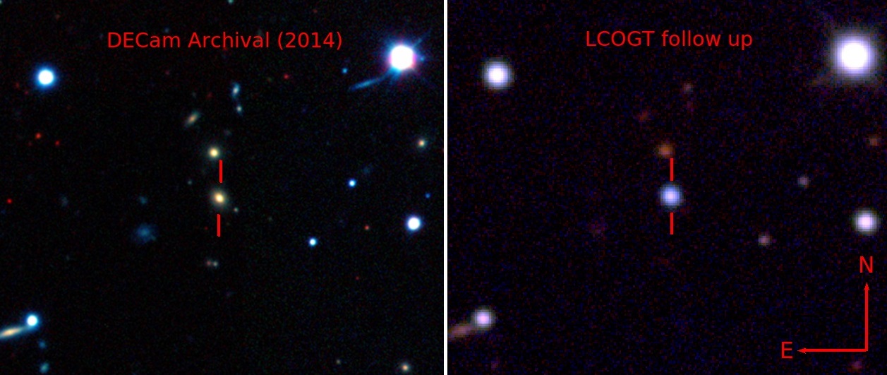 Hypernova ASASSN-15lh, jasnÄ›jĹˇĂ­ neĹľ galaxie. Kredit: Benjamin