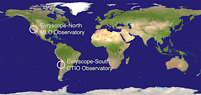 Observatoře Evryscope. Kredit: Evryscope Collaboration.