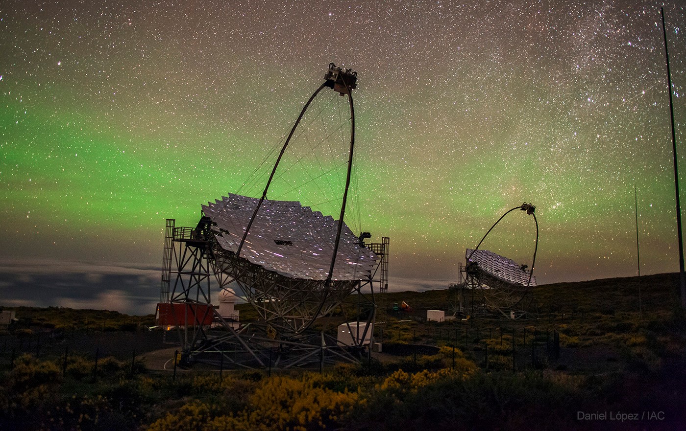Gamateleskop MAGIC, Kanárské ostrovy. Kredit: Daniel López / Instituto de Astrofísica de Canarias.