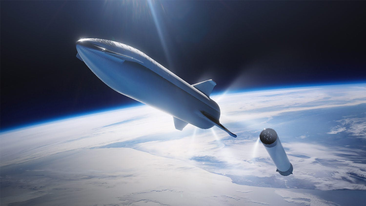 Starship míří k Marsu. Kredit: SpaceX.