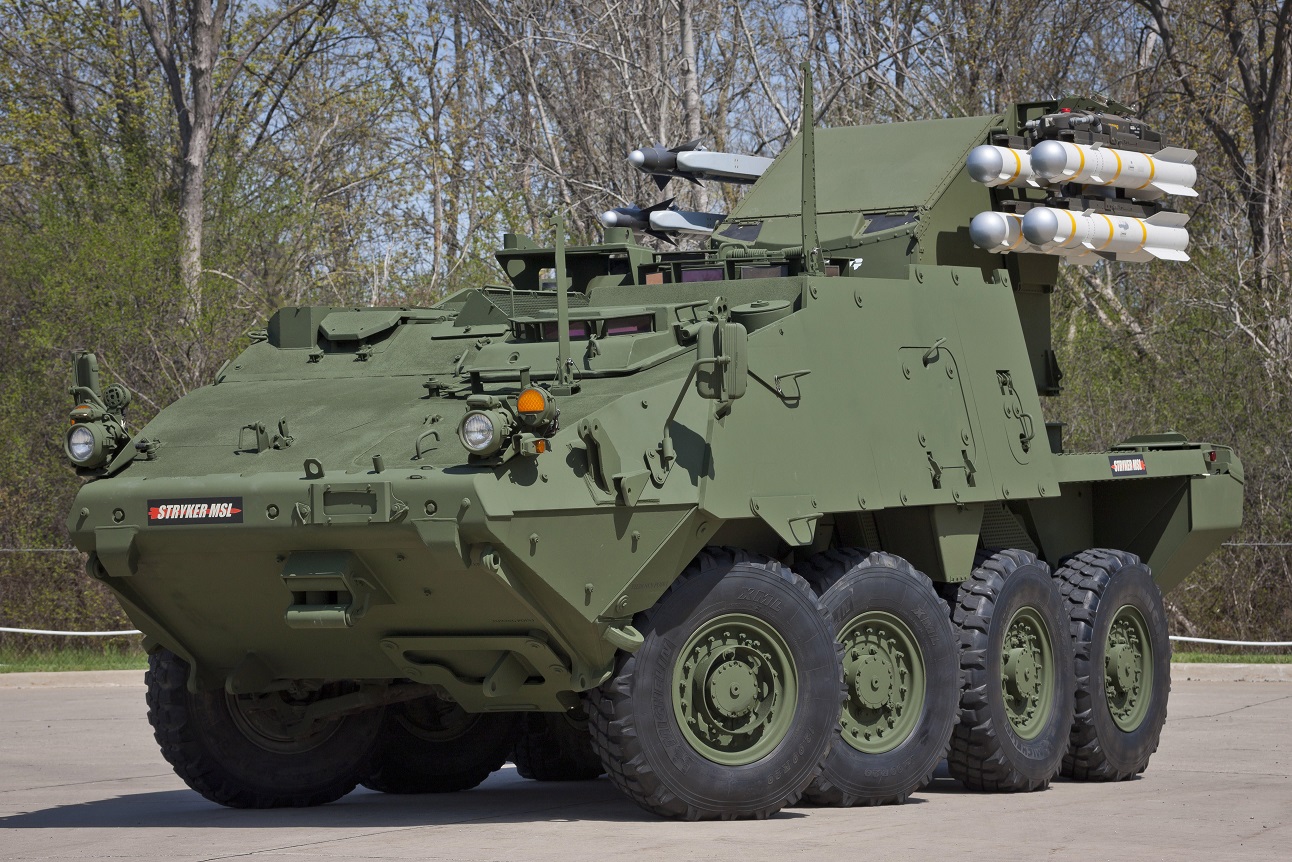 Raketový Stryker. Kredit: General Dynamics Land Systems.